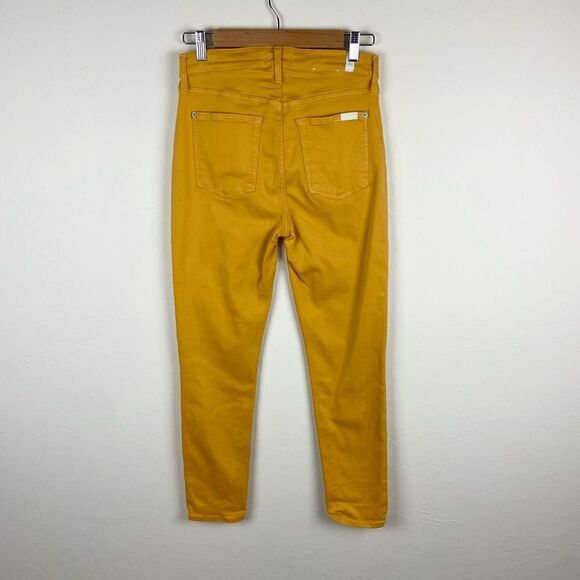7 For All Mankind High Waist Ankle Skinny Pant - Mustard - Picture 5 of 7
